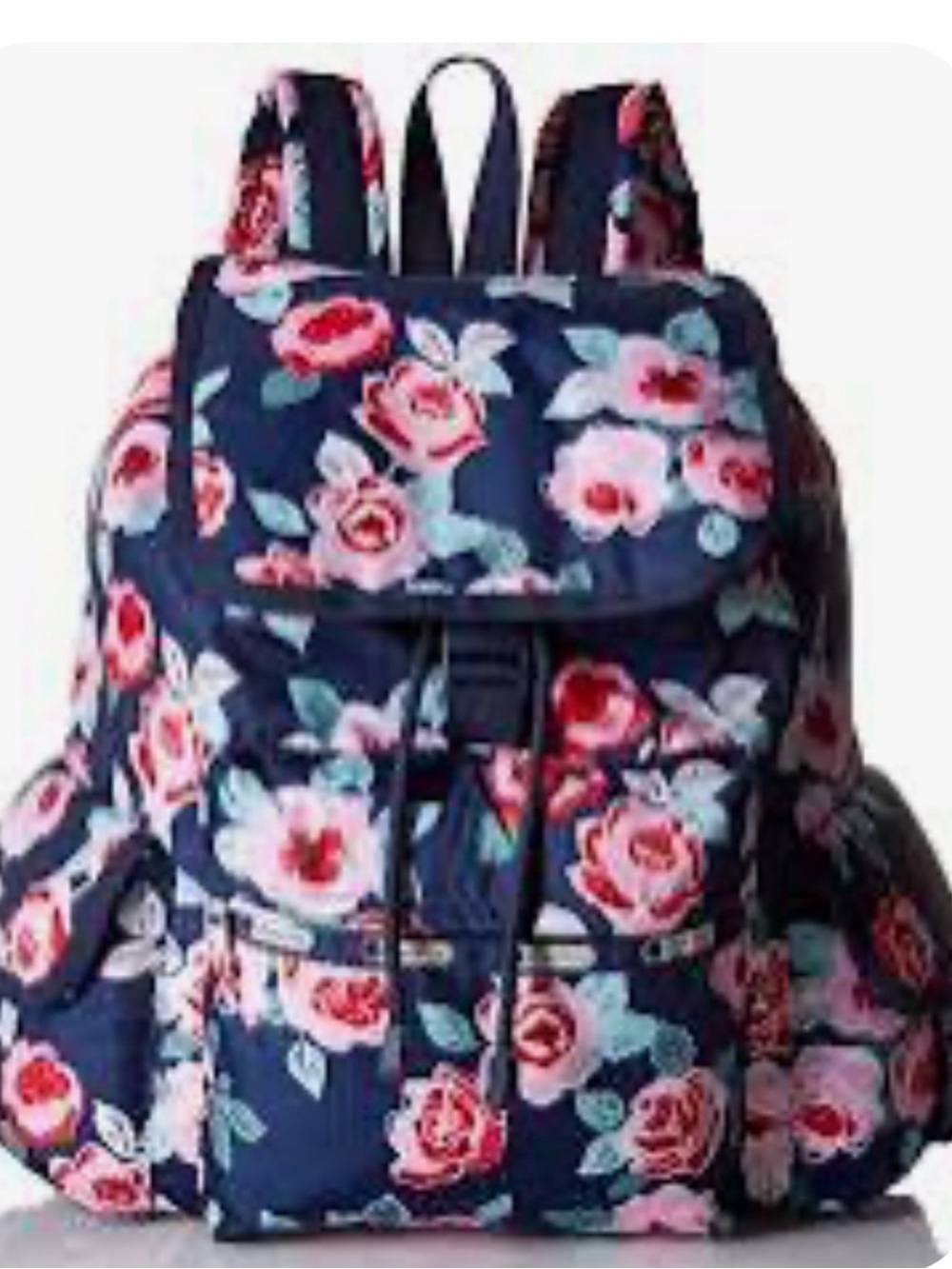 Navy Floral Backpack for Women - Elegant Rose Print